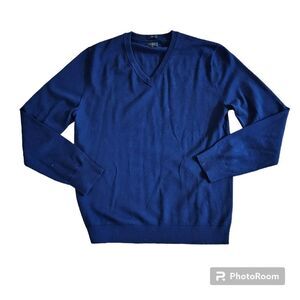 J.crew Slim Blue Men's Sweatshirt V-neck Long Sleeve Pullover Merino Wool Sz M